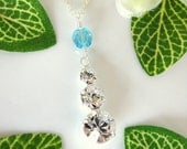 Trinity Swarovski crystal aquamarine sterling silver necklace