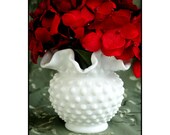 Vintage Fenton Milk Glass Hobnail Vase