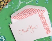 Thank You or Happy Birthday Folded Cards - Trellis with Lined Envelopes (10)