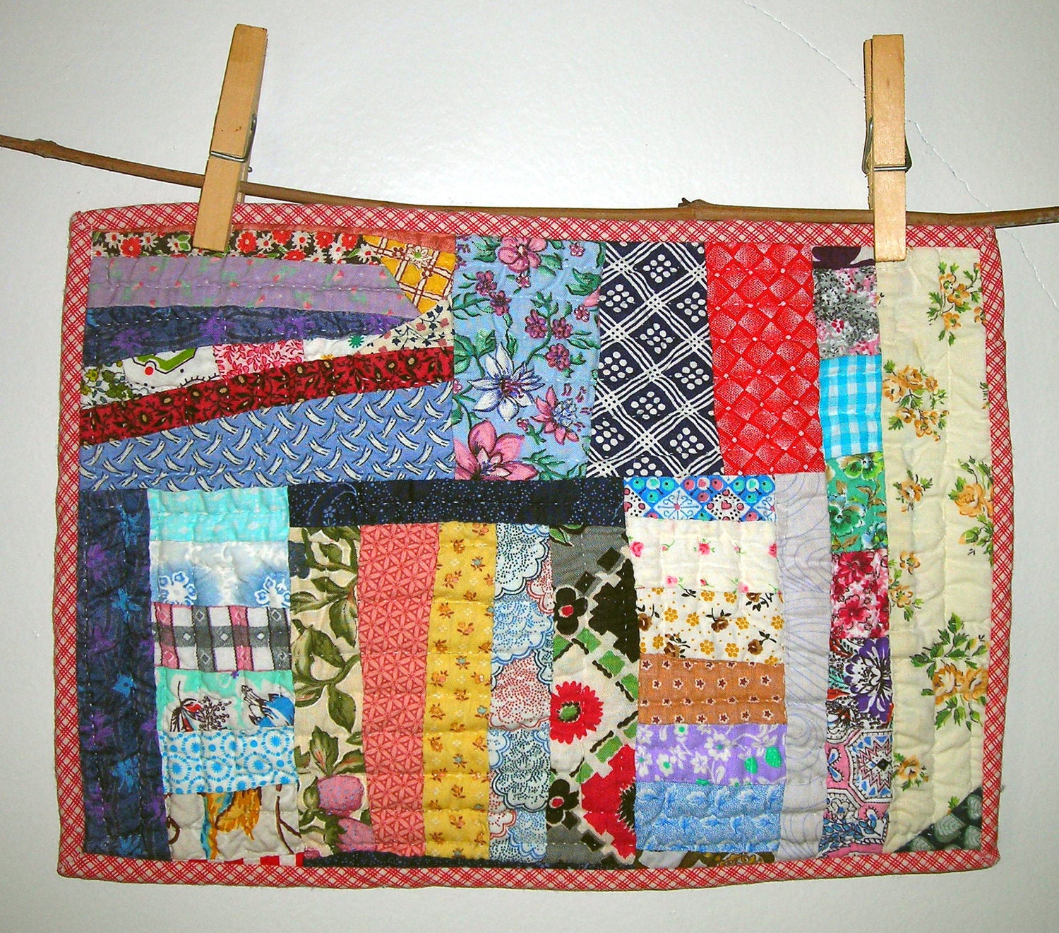 String Pieced Scrap Mini Quilt