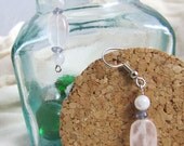 Moonlight Sonata earrings: rose quartz, rainbow moonstone, iolite (free US shipping)