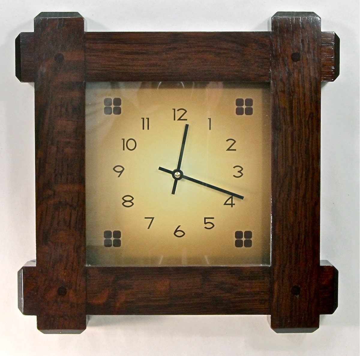 Arts and Crafts / Mission Quarter Sawn Oak 4-Square Wall Clock