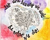 Day 10 - original mixed media illustration 40 works in 40 days project rumi quote beauty flowers
