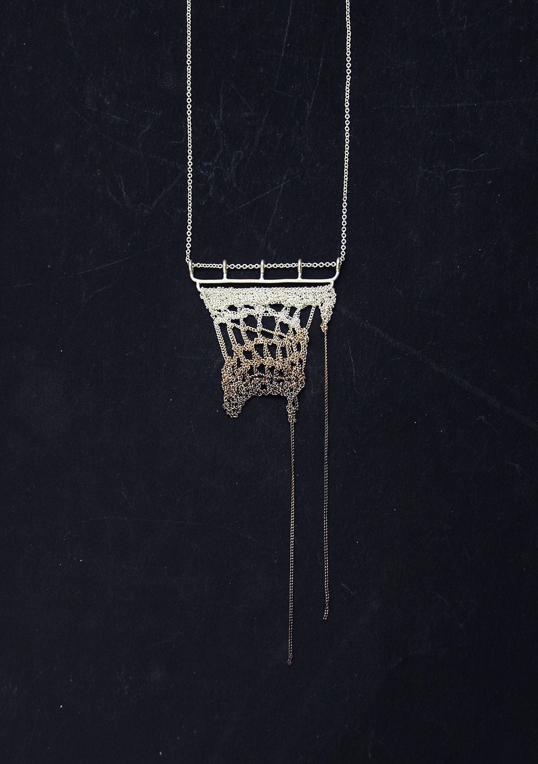 Rio Blanco gradient brown silver crochet necklace