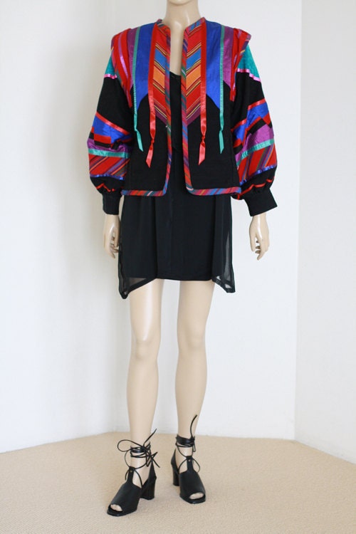 80's Technicolor/ Ethnic Vibrant Patchwork Jacket