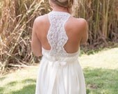 Wedding Dress Art Nouveau Romantic Racerback Beaded Back Sequin Silk -Lyron