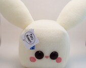 Tofu Bunny Rabbit Cube Plushie kawaii stuffed toy in cream soft fleece