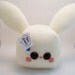 Tofu Bunny Rabbit Cube Plushie kawaii stuffed toy in cream soft fleece