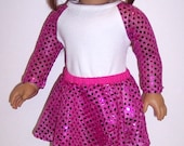 Leotard with Sequined Sleeves & Skirt (Choose Color) for American Girl Dolls