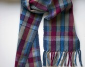 Handwoven Wool/Cotton/Tencel Check Scarf
