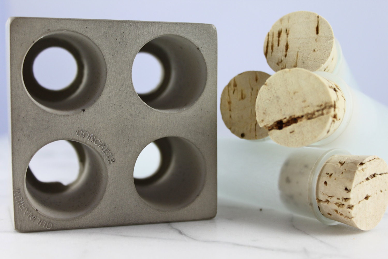 Quattro Spice Tube Set with Concrete Base. Spice Holder. Test Tube Spice Set.