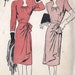 1940s Cocktail Dress with Queen Anne Neckline and Sarong Skirt Vintage Sewing Pattern Advance 4056 Bust 32"