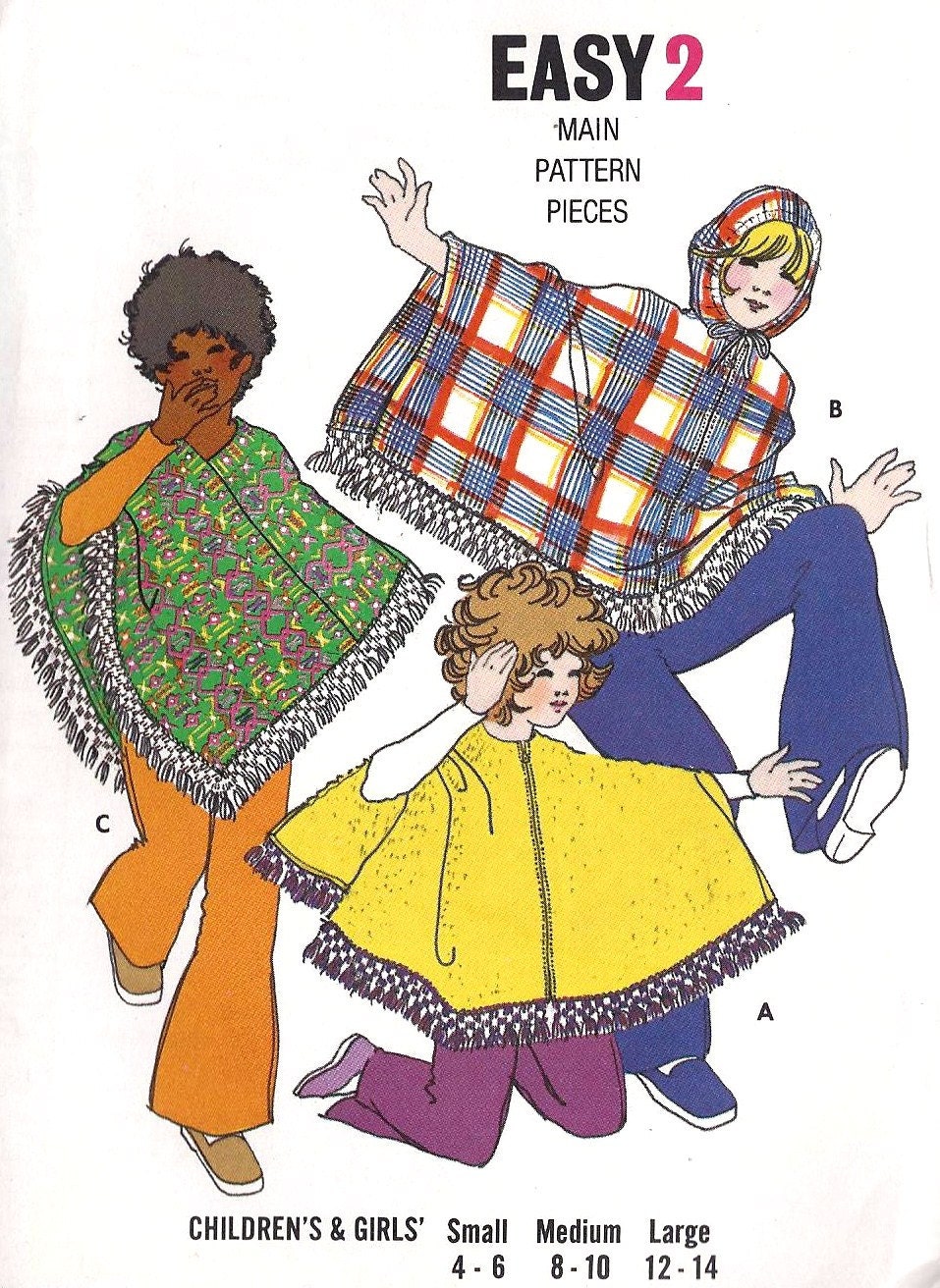 1960s Girls Easy Poncho Vintage Sewing Pattern Butterick 5899 size Large Girls 12 to 14 uncut