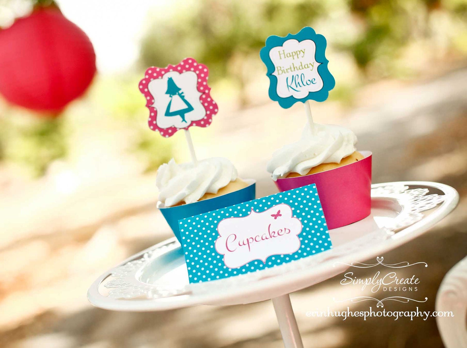 Alice Inspired Cupcake Toppers DIGITAL File 8.5 x 11 Jpeg File Personalized Il_570xn