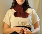 80s Maroon and Green Knit Ascot Scarf
