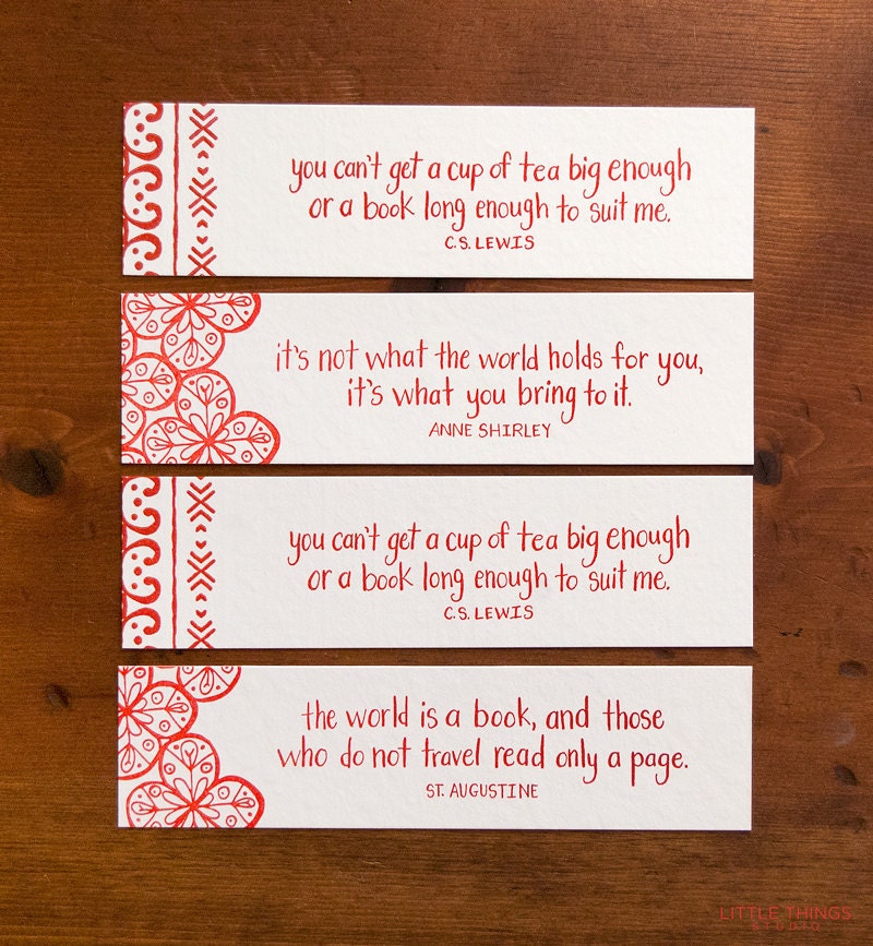 Letterpress Bookmarks Set of FOUR
