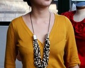 black and white bean necklace chunky silver end caps