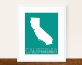 Custom California, Personalized State Print, State Love, State Map, Country, Heart, Silhouette, 8 x 10 Wall Art Print