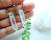 Crystal Quartz  Point Necklace - Raw Rock Crystal - Layering Necklace