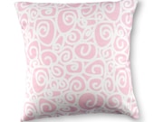 16 x 16 Pink White Swirl Pillow Cover - Contemporary Modern Throw Toss Accent Pillow Cover Perfect for Girl's Bedroom