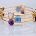 Bangle - Purple Amethyst - Green Amethyst - Blue Chalcedony Bracelet- Bangles- Gemstone Bezel Set Bangles - Gold Bracelets -