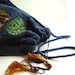 BLUE BAG, Woolen Bag, Women Bag, Shoulder bag, drawstring bag, Medieval Scene, Beaded Applique