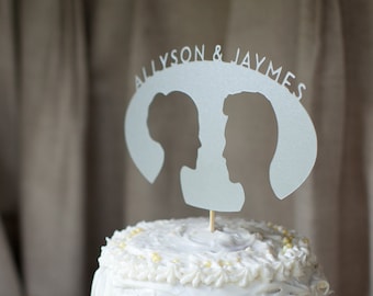 Diecut Silhouette Oval Cake Topper with Names - FREE SHIPPING