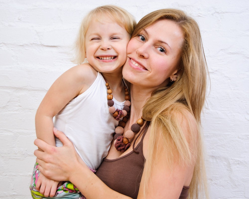 Capuccino Necklaces for Mom & Little Girl - Nursing Necklace - Girls Necklace - KangarooCare