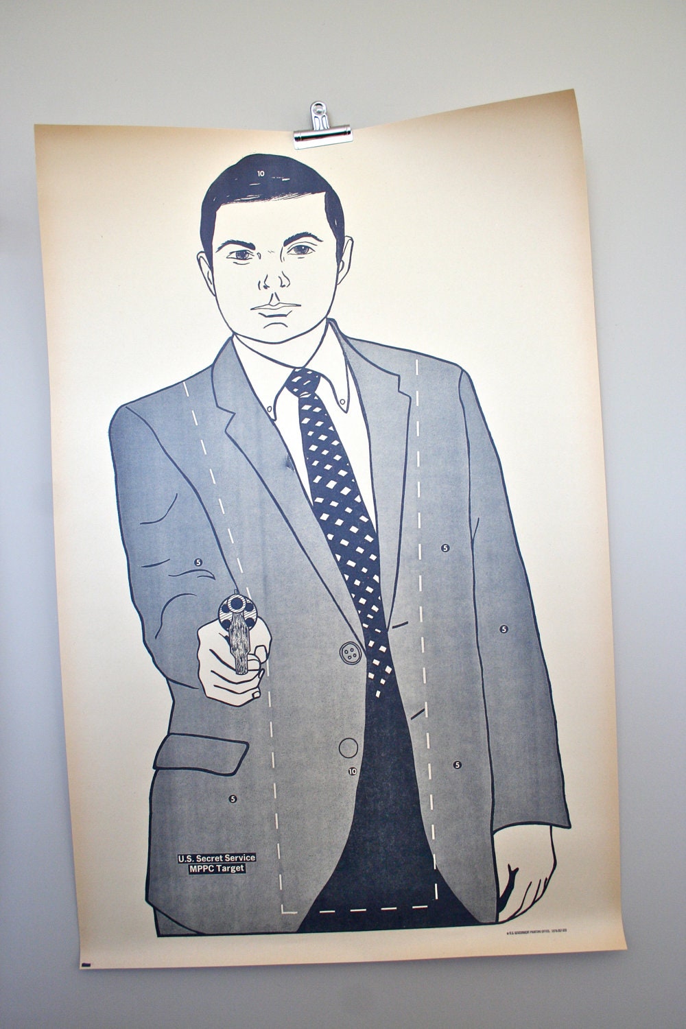 vintage paper shooting target: RARE large 1970's secret service target poster - LegalMissSunshine