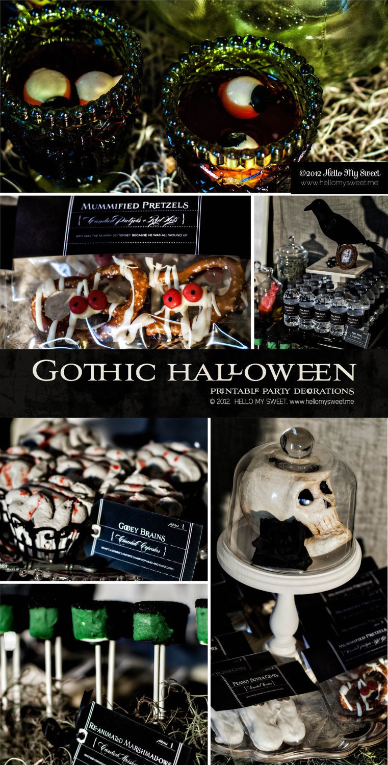 Spooky Halloween Party - Gothic Wedding - Printable Dessert Table Party Decorations - FULL SET
