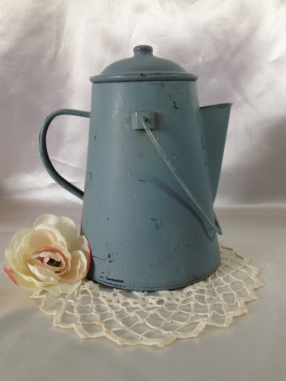 Baby Blue Camp Fire Coffee Pot TREASURY ITEM
