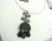 Statement Necklace Spiral Wire Wrapped Handmade Half Moon Beach Stone Tribal Pendant Rustic Natural Stone River Rock Jewelry