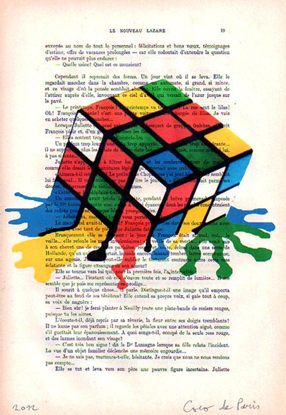 Digital Print Mixed Media Illustration Print Art Poster Acrylic Painting Holiday Decor Drawing Illustration Gift: Melting Rubik's cube