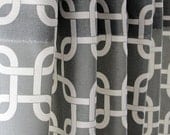 New - Pair of Decorative Designer Custom Curtains Drapes 50 x 84 Summerland Grey Chain Links Contemporary Modern Style