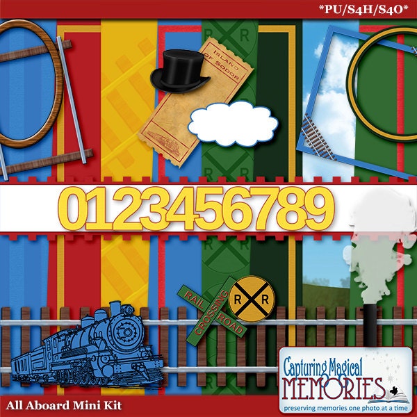All Aboard 12x12 Digital Scrapbook Kit by Capturing Magical Memories