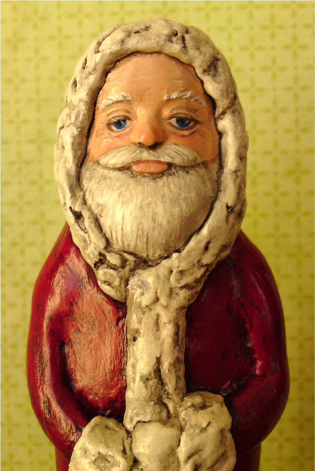 Folk Art Santa, OOAK paper mache, Christmas decoration