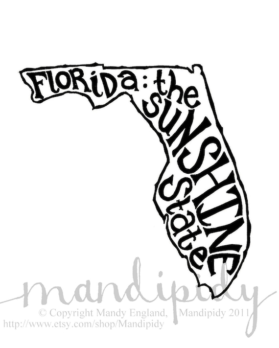 Florida: The Sunshine State - White Background - 8x10 Illustrated Wall Art by Mandipidy