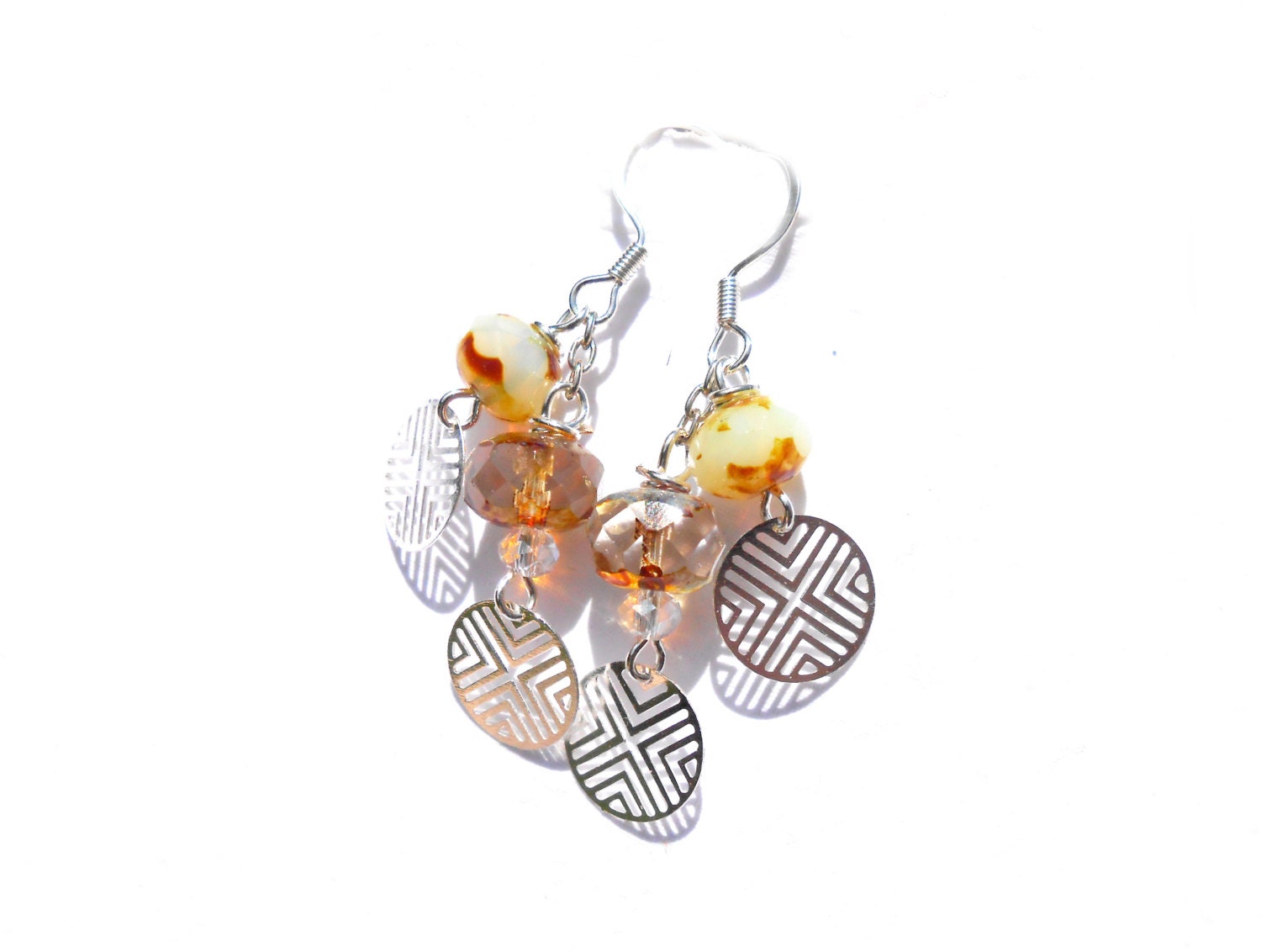 Geometric Earrings - Tribal, Chevron - Czech Beads - Charm, Dangle Summer Earrings