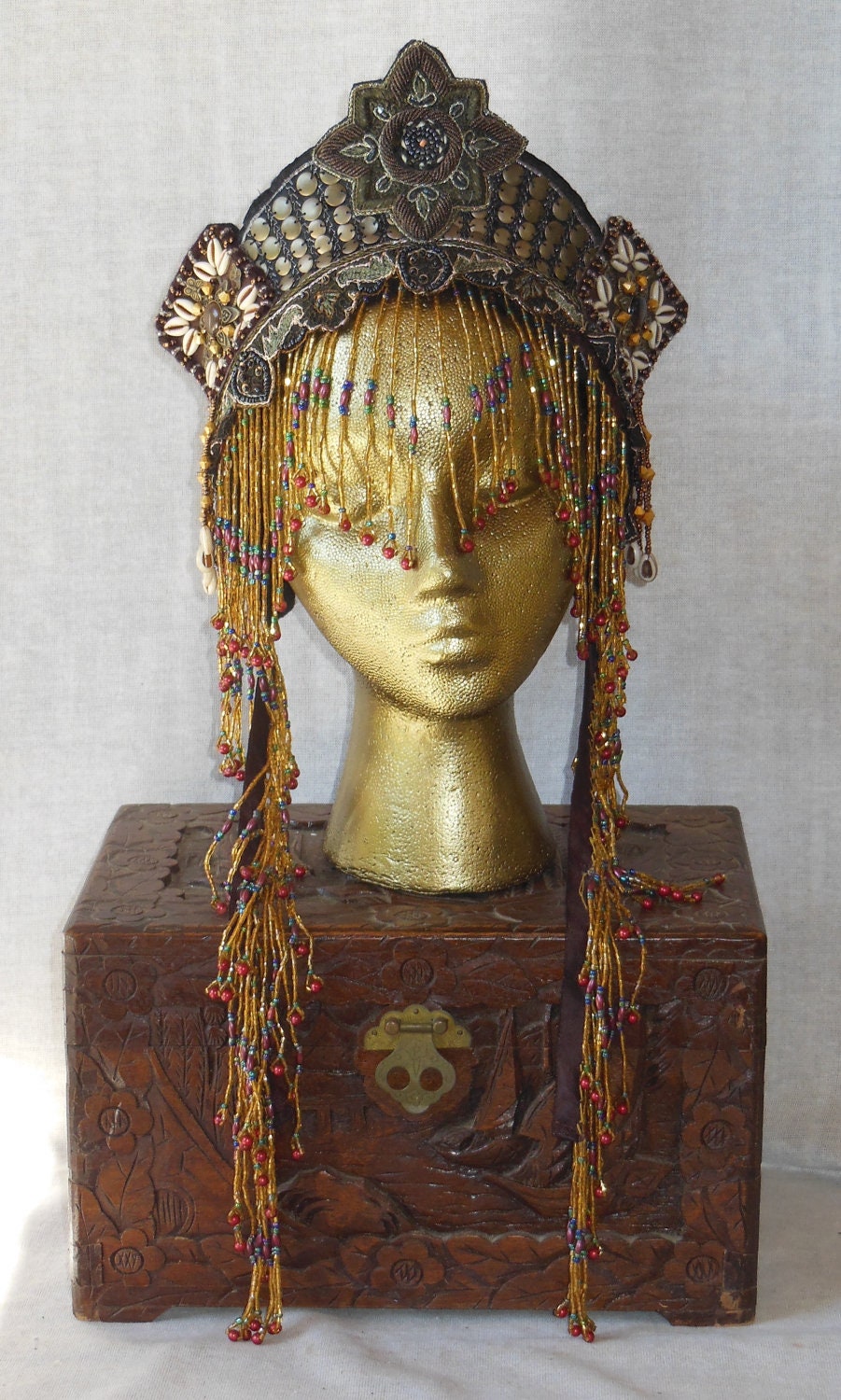 Tribal Fusion Belly Dance Goddess Queen Princess Fantasy Eygption Bohemian Crown Headdress Headpiece Tiara Ooak
