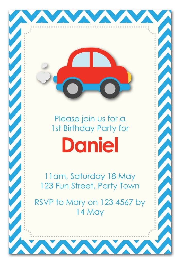 Little Car Themed Birthday Party Invitation Qty 10 Il_170x135