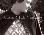 Vintage Photo - Young Woman w. Short Hair, Plaid Shirt Dress, & Cardigan Sweater, Great 1950s Style
