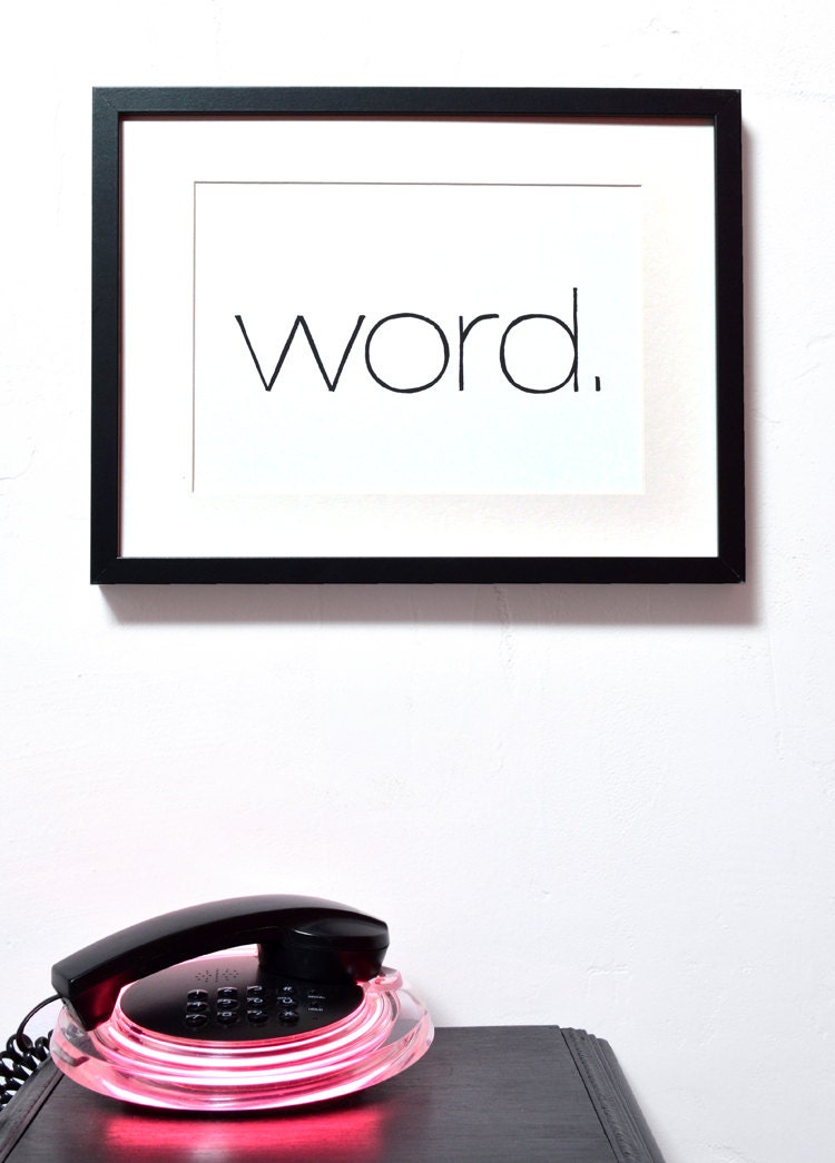 word. - Helvetica poster - typography print of hand drawn Helvetica type in pantone black - minimalist poster