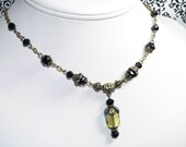 Downton Abbey Inspired Jewelry - Vintage Emerald Cut Crystal Necklace- Black