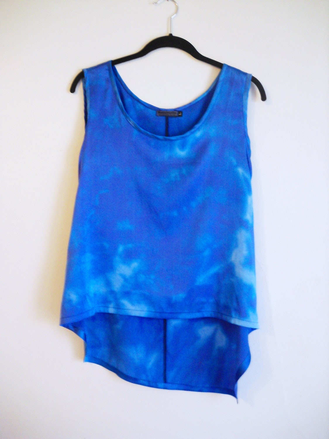 Sapphire Blue Tank, in stretch silk, size large, SAMPLE SALE