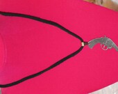Pistol Gun Stainless Steel Necklace Unique Handmade Black Suede