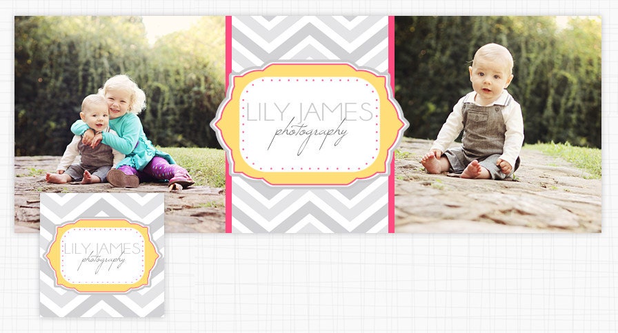 Chevron Chic - Facebook Timeline Cover Photo and Thumbnail Bundle PSD Photoshop INSTANT DOWNLOAD