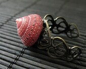 Maroon Seashell Ring. Snail Shell Ring. Dark Red Ring. Bronze Adjustable Ring. Handmade Jewelry.