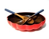 Wood Bowl - Salad bowl and Serving Spoons -Black Friday Etsy - Cyber Monday Etsy