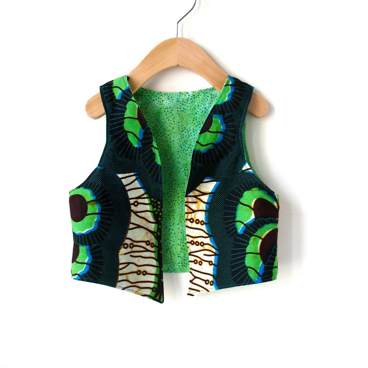 Child's African Wax Print Vest  - Size 3T/4T - Reversible Cotton