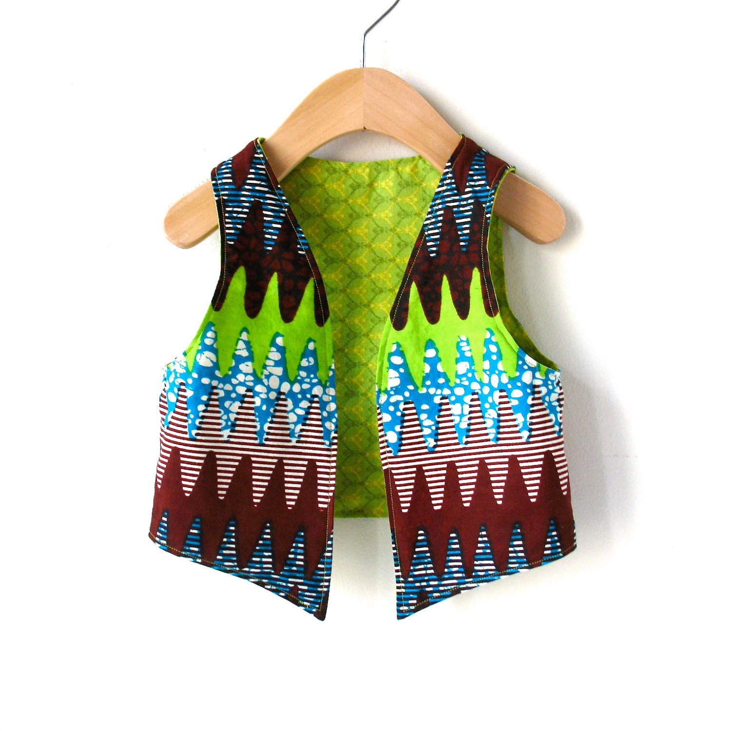 Size 2T Africa Wax Print Child's Vest - Reversible